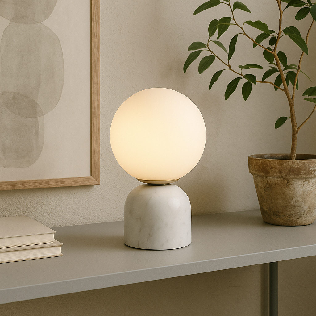 Marble Glass Table Lamp Warm Ambient Lighting