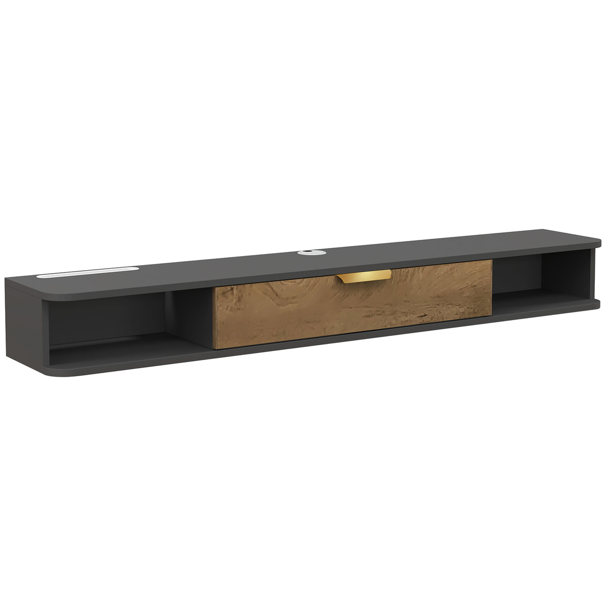 Charcoal Grey Floating TV Cabinet with Cable Management