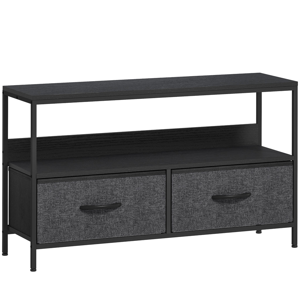 and Black TV Cabinet with Foldable Linen Drawers - Black