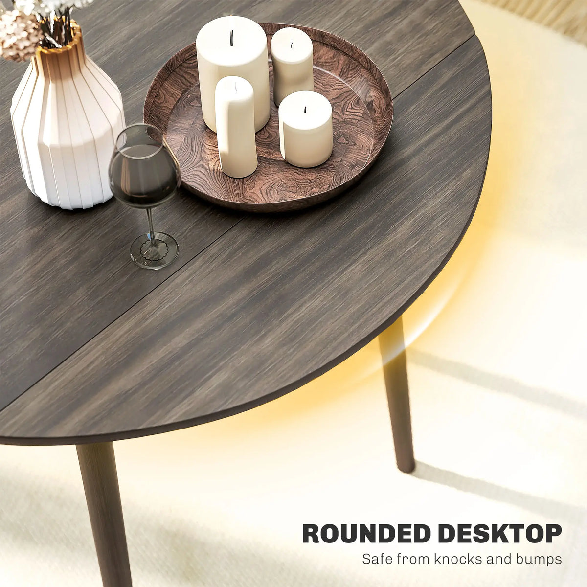 Round Drop Leaf Folding Dining Table for Four