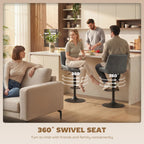 Retro Faux Leather Bar Stools Set of 2 with Adjustable Height