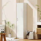 Slim Five-Tier Pantry Storage Cabinet with Soft-Close Hinges White