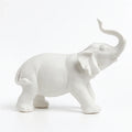 White Ceramic Elephant Sculpture for Good Luck & Modern Décor