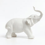 White Ceramic Elephant Sculpture for Good Luck & Modern Décor