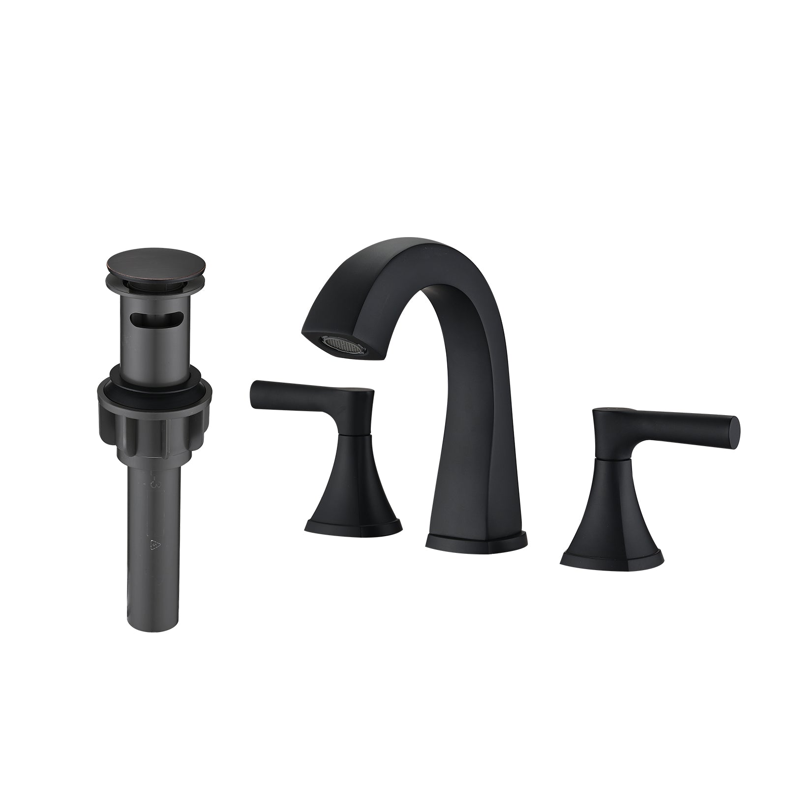 Matte Black Widespread Bathroom Sink Faucet with Drain Assembly Modern Bathroom Decor