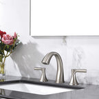 Brushed Nickel Widespread Bathroom Sink Faucet with Drain Assembly Modern Bathroom Decor
