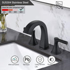 Matte Black Widespread Bathroom Sink Faucet with Drain Assembly Modern Bathroom Decor