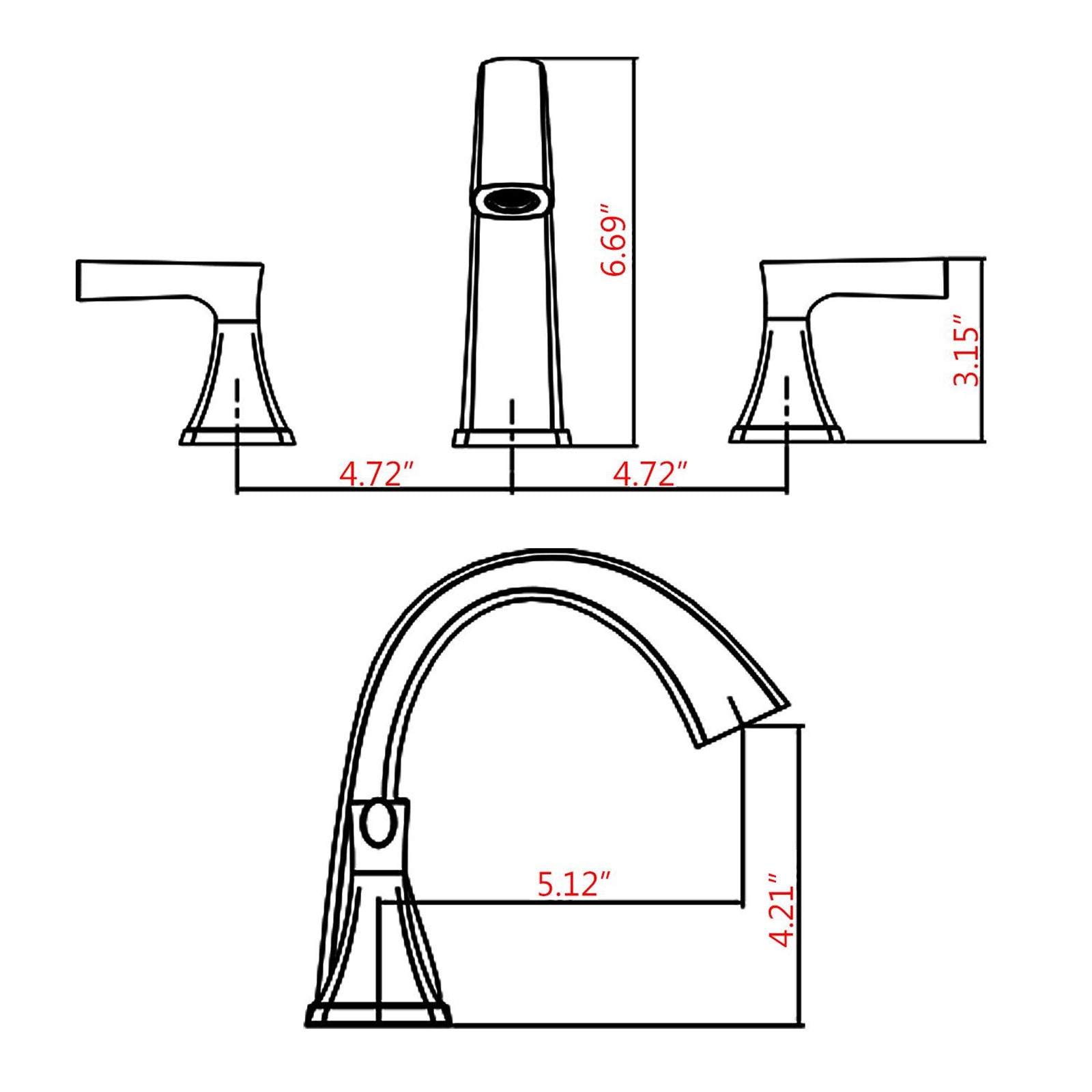 Matte Black Widespread Bathroom Sink Faucet with Drain Assembly Modern Bathroom Decor