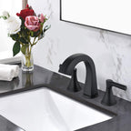 Matte Black Widespread Bathroom Sink Faucet with Drain Assembly Modern Bathroom Decor