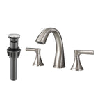 Brushed Nickel Widespread Bathroom Sink Faucet with Drain Assembly Modern Bathroom Decor