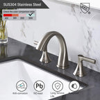 Brushed Nickel Widespread Bathroom Sink Faucet with Drain Assembly Modern Bathroom Decor