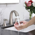 Brushed Nickel Widespread Bathroom Sink Faucet with Drain Assembly Modern Bathroom Decor