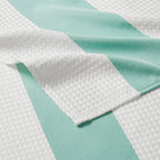 Aqua Polyester Shower Stripe Curtain