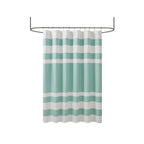 Aqua Polyester Shower Stripe Curtain
