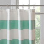 Aqua Polyester Shower Stripe Curtain