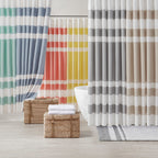 Aqua Polyester Shower Stripe Curtain