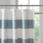 Blue Polyester Shower Stripe Curtain