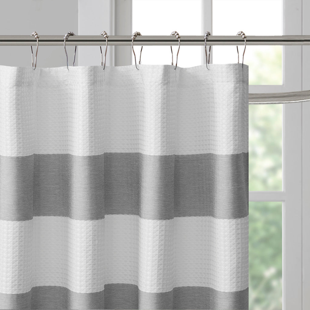 Grey Polyester Shower Stripe Curtain