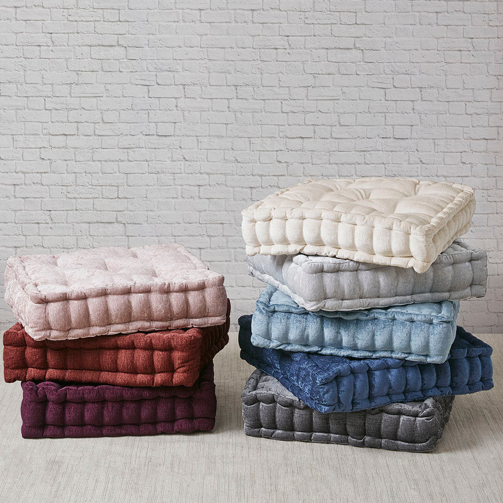 Ivory Chenille Square Floor Cushion Pillow