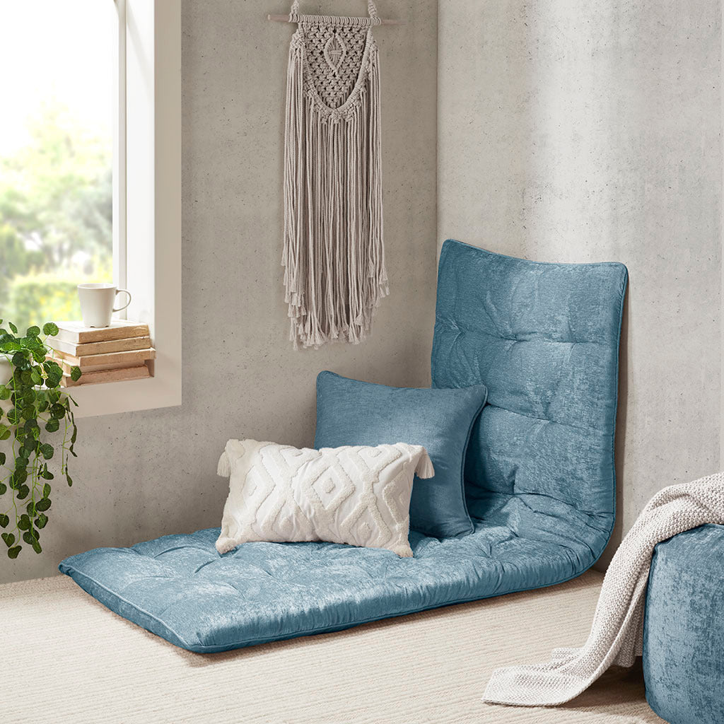 Aqua Chenille Lounge Floor Cushion Pillow