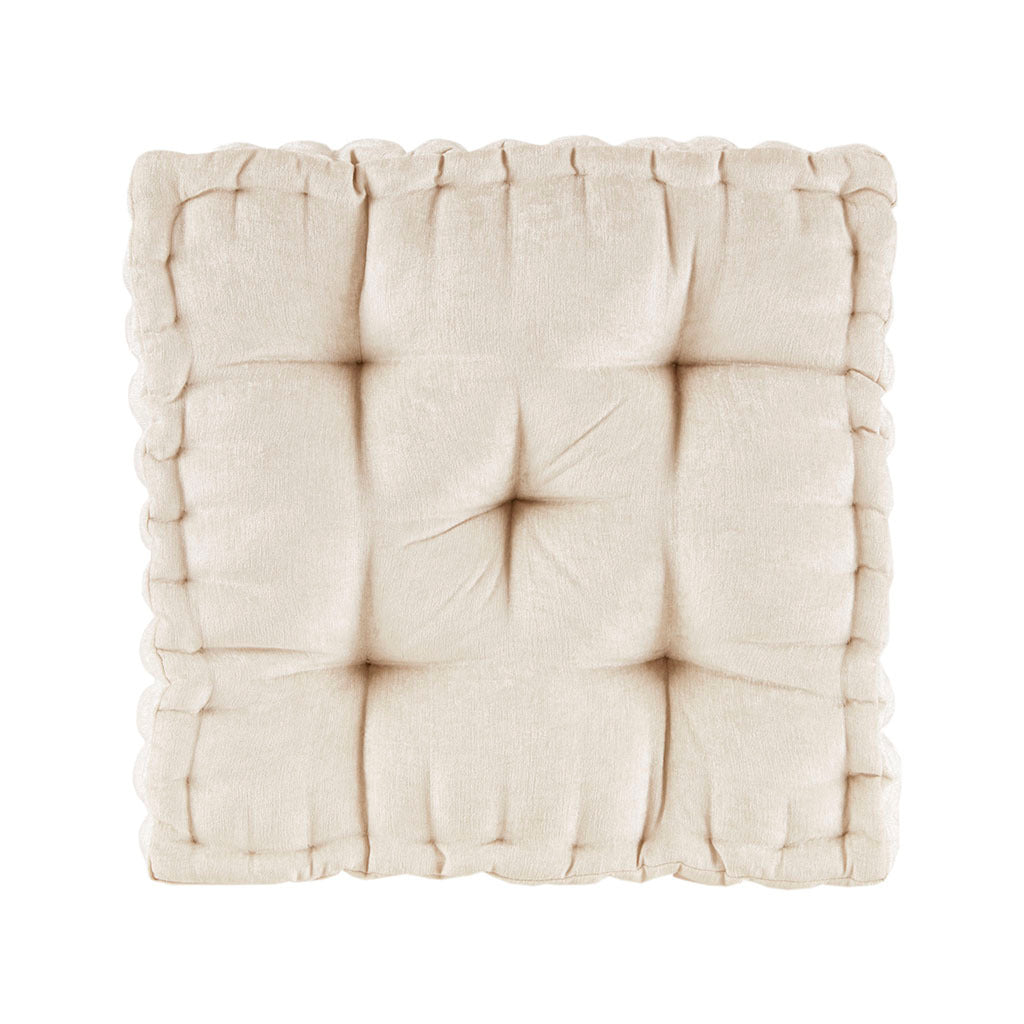 Ivory Chenille Square Floor Cushion Pillow