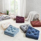 Ivory Chenille Square Floor Cushion Pillow