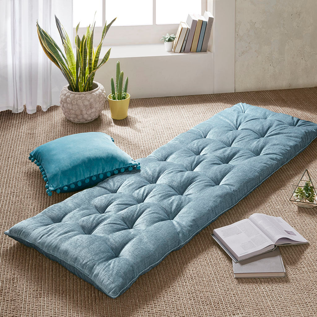 Aqua Chenille Lounge Floor Cushion Pillow