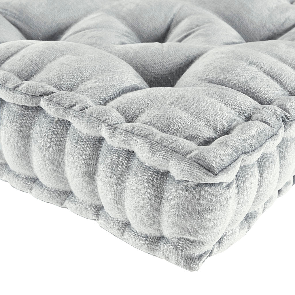 Grey Chenille Square Floor Cushion Pillow