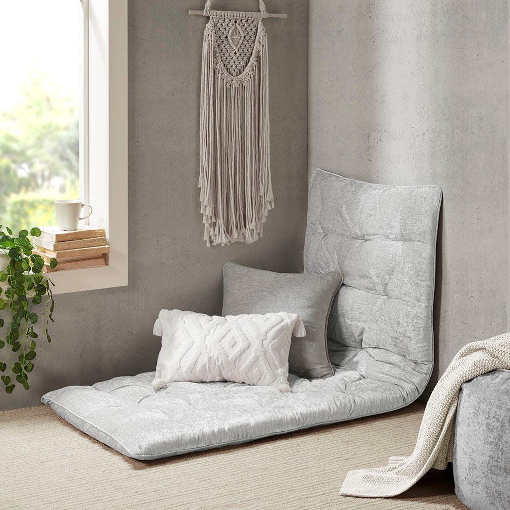 Grey Chenille Lounge Floor Cushion Pillow