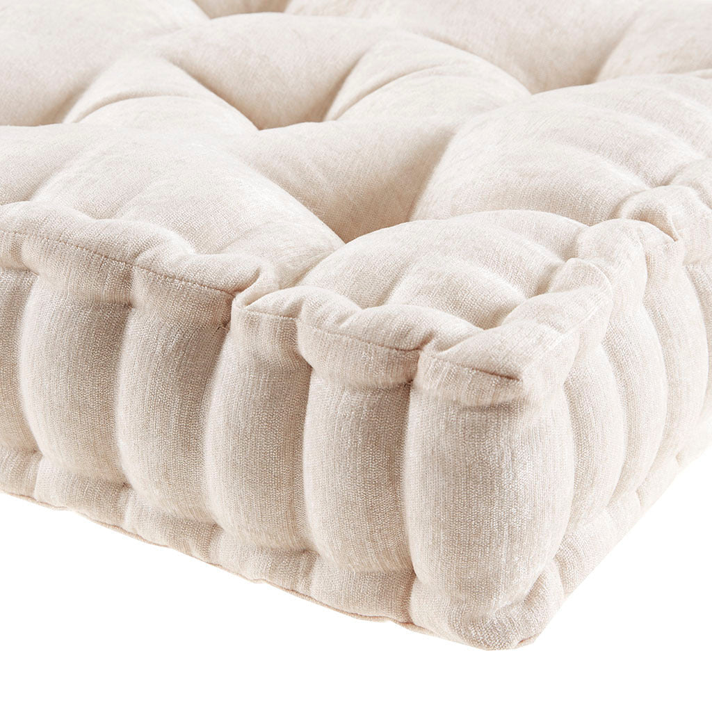 Ivory Chenille Square Floor Cushion Pillow