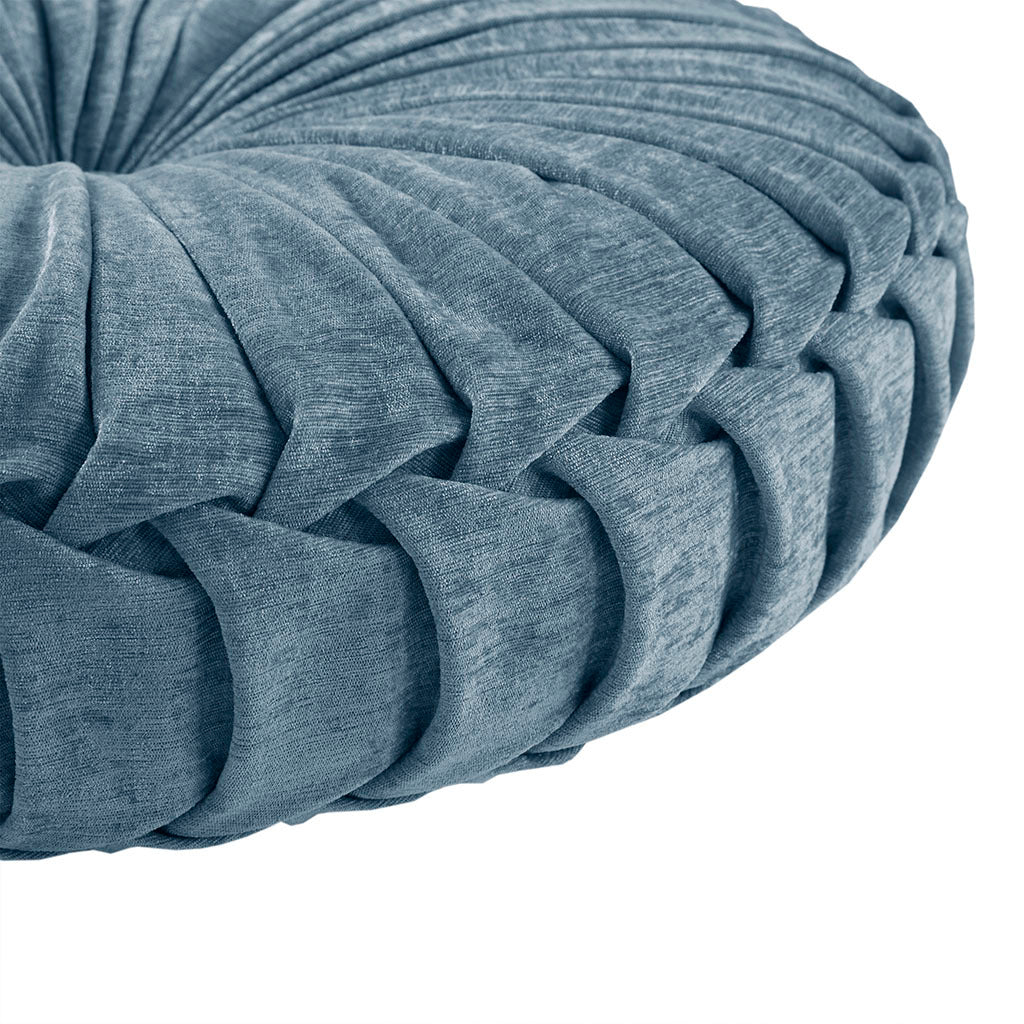 Aqua Chenille Round Floor Cushion Pillow