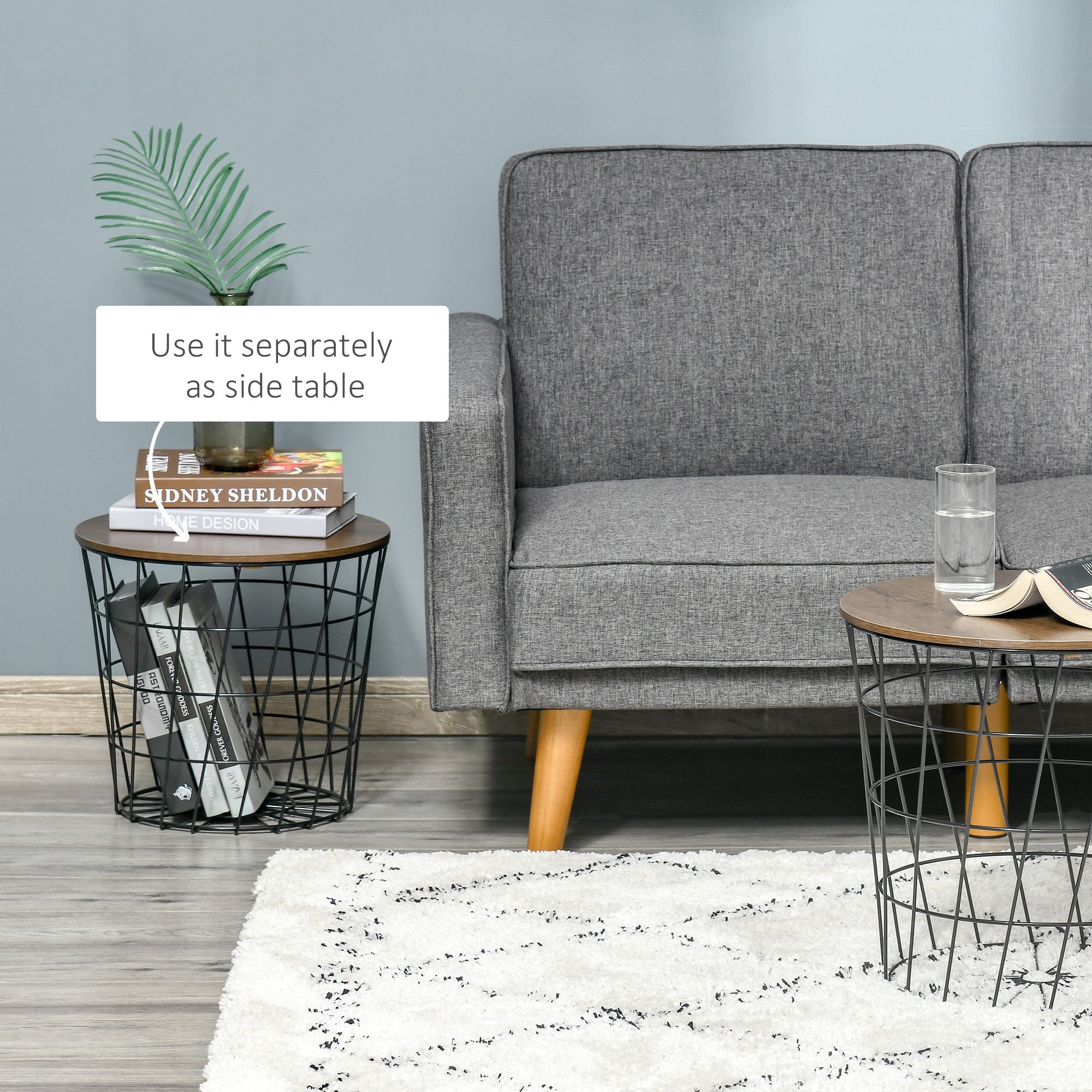 Nesting Side Tables Set with Storage Modern Home Storage