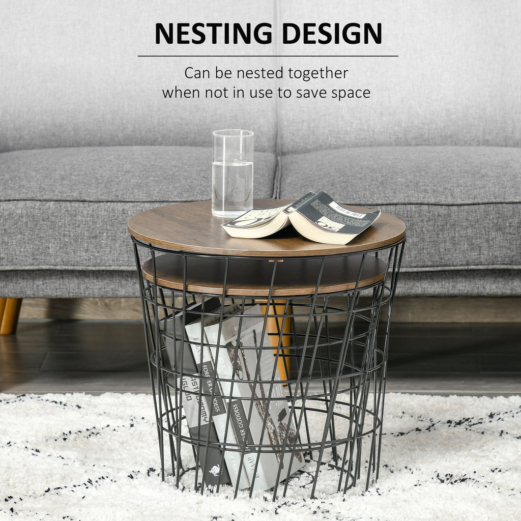 Nesting Side Tables Set with Storage Modern Home Storage