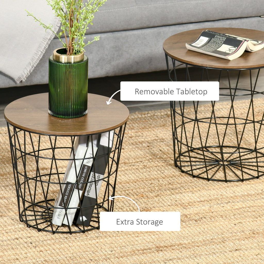 Nesting Side Tables Set with Storage Modern Home Storage