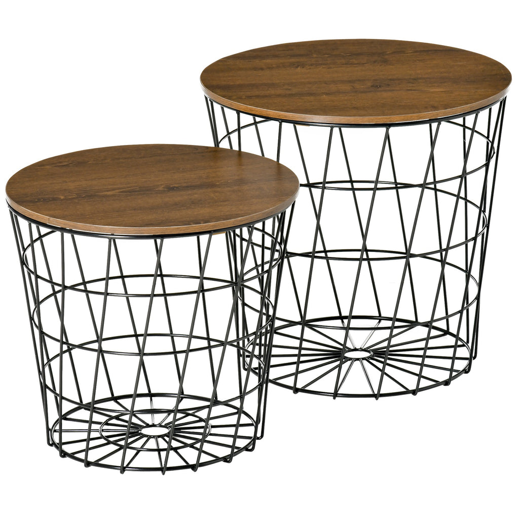 Nesting Side Tables Set with Storage Modern Home Storage
