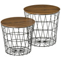 Nesting Side Tables Set with Storage Modern Home Storage
