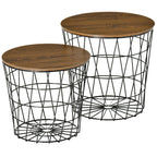 Nesting Side Tables Set with Storage Modern Home Storage
