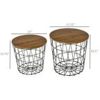 Nesting Side Tables Set with Storage Modern Home Storage