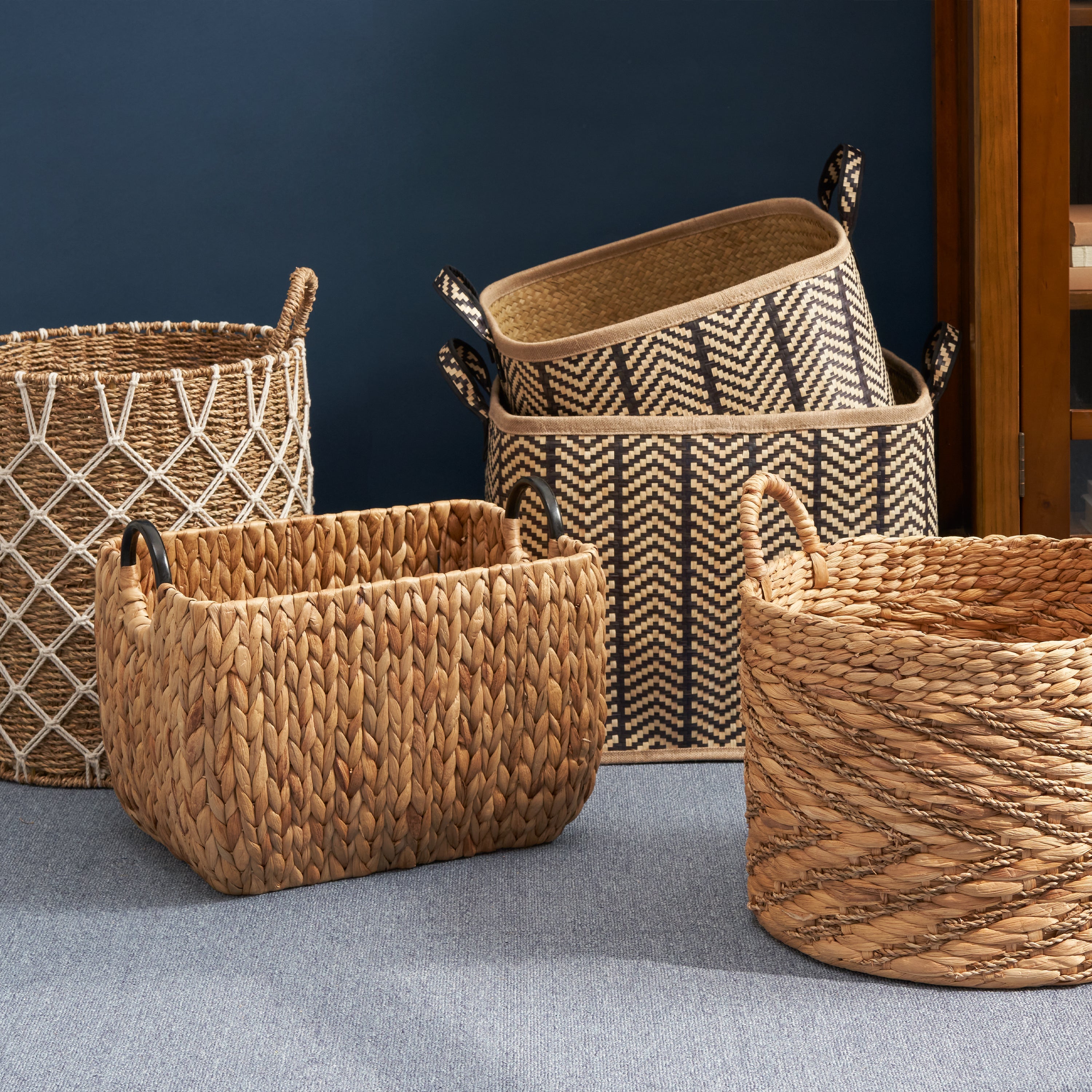 Water Hyacinth Woven Storage Basket Modern Home Storage