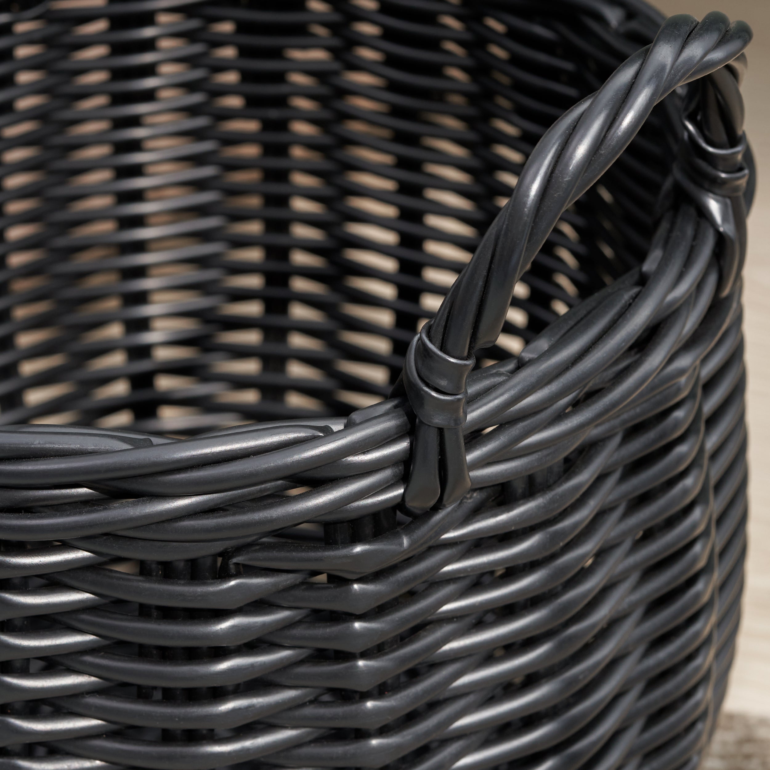 Round Wicker Storage Basket with Handles Modern Home Storage
