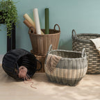 Round Wicker Storage Basket with Handles Modern Home Storage