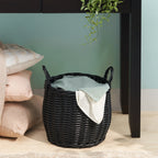 Round Wicker Storage Basket with Handles Modern Home Storage
