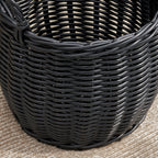 Round Wicker Storage Basket with Handles Modern Home Storage