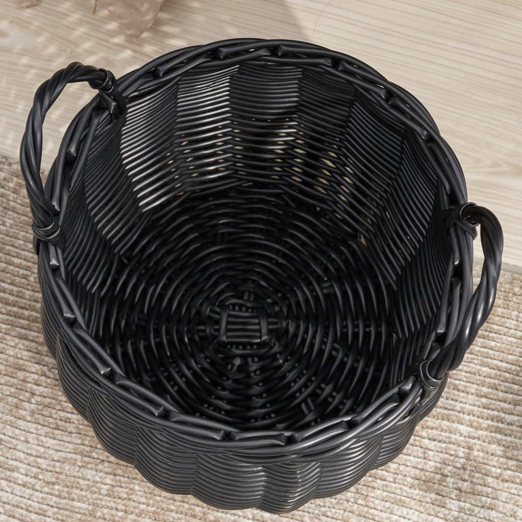 Round Wicker Storage Basket with Handles Modern Home Storage