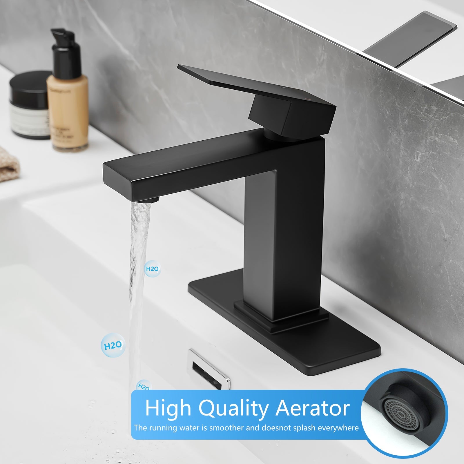 Matte Black Waterfall Bathroom Sink Faucet Modern Bathroom Decor