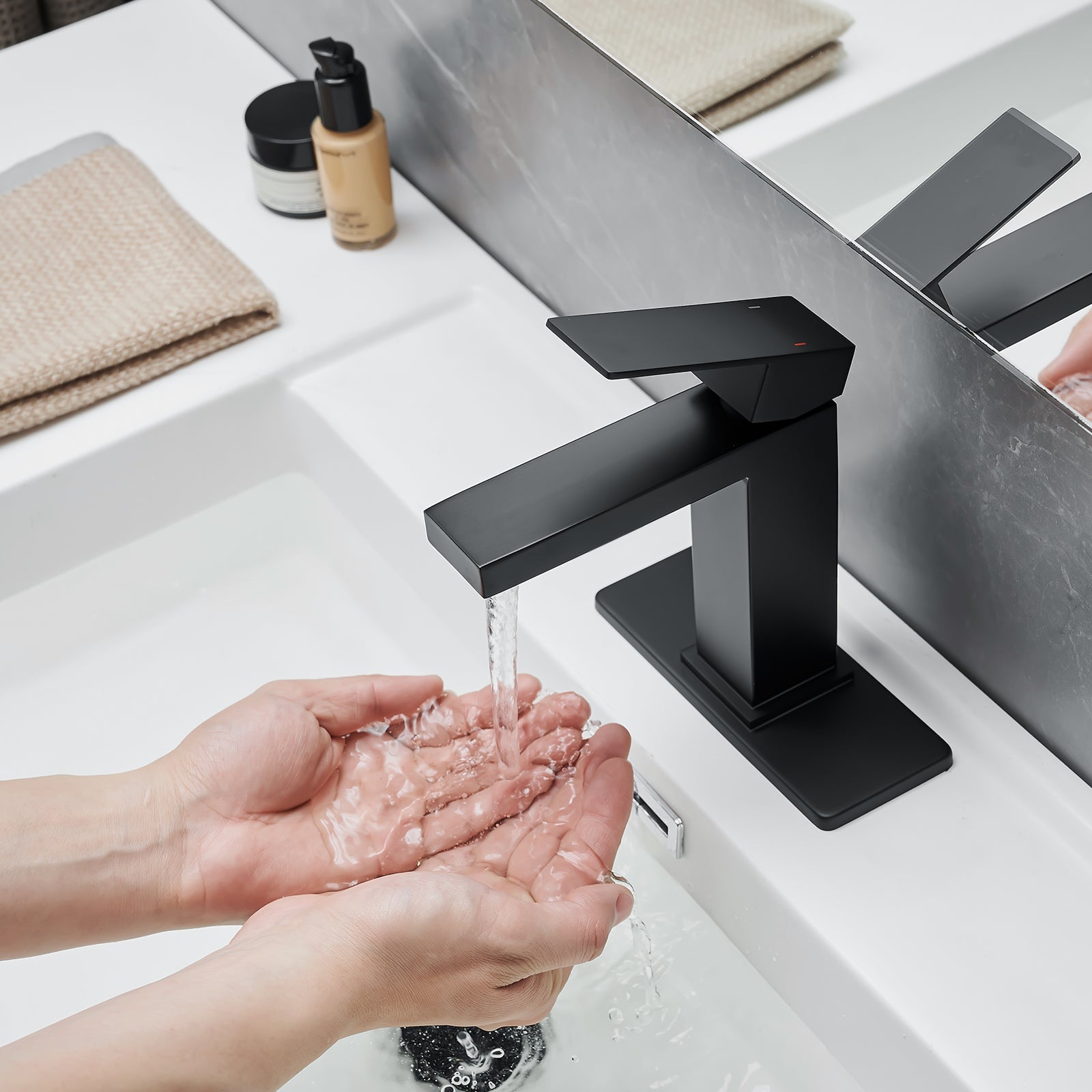Matte Black Waterfall Bathroom Sink Faucet Modern Bathroom Decor