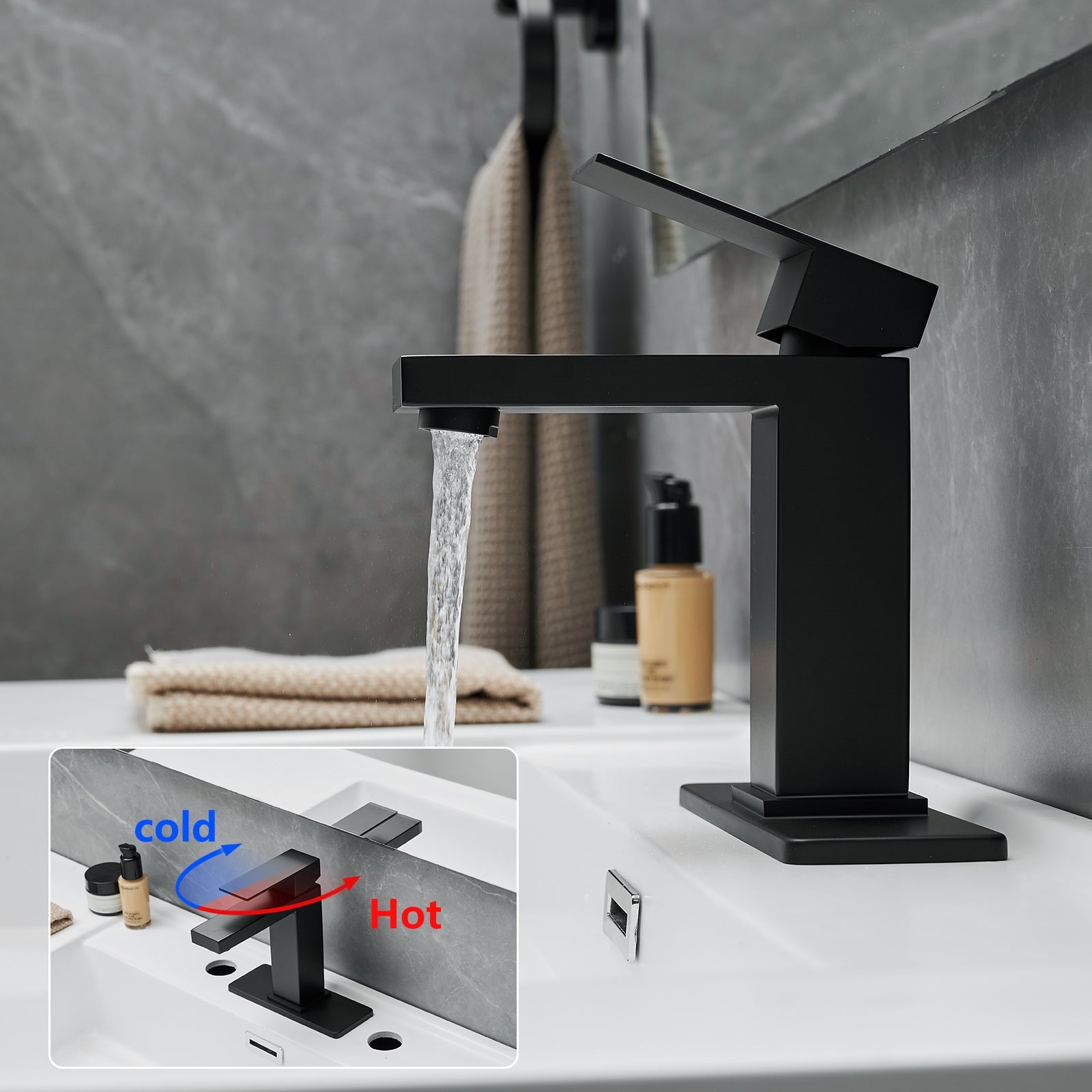 Matte Black Waterfall Bathroom Sink Faucet Modern Bathroom Decor