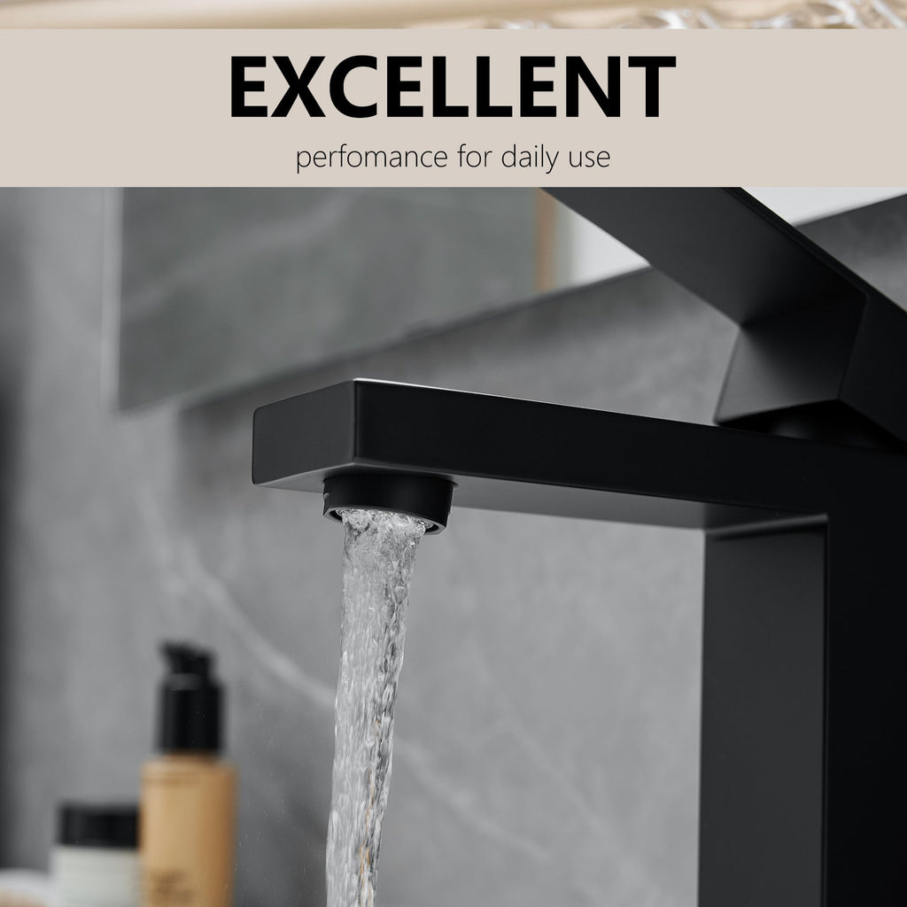 Matte Black Waterfall Bathroom Sink Faucet Modern Bathroom Decor