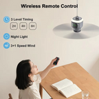 Rechargeable Camping Ceiling Fan with LED Light for Outdoor Garden and Patio Use 12000mAh