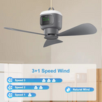 Rechargeable Camping Ceiling Fan with LED Light for Outdoor Garden and Patio Use 12000mAh